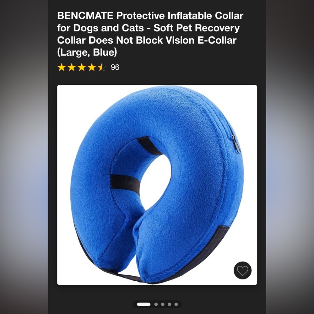 NIB BENCMATE Large blue Inflatable Dog Collar